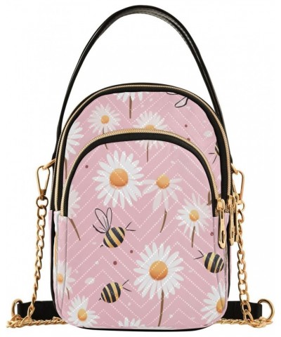 Pink Daisy Bees Joko lvery Cross Body Purse Chain Shoulder Bag Crossbody Bags Handbag for Gifts Work Women $12.31 Crossbody Bags