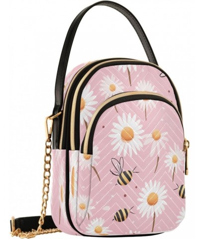 Pink Daisy Bees Joko lvery Cross Body Purse Chain Shoulder Bag Crossbody Bags Handbag for Gifts Work Women $12.31 Crossbody Bags