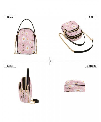 Pink Daisy Bees Joko lvery Cross Body Purse Chain Shoulder Bag Crossbody Bags Handbag for Gifts Work Women $12.31 Crossbody Bags