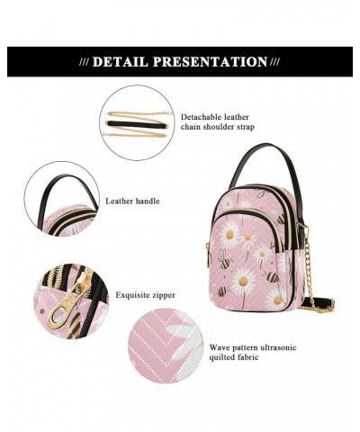 Pink Daisy Bees Joko lvery Cross Body Purse Chain Shoulder Bag Crossbody Bags Handbag for Gifts Work Women $12.31 Crossbody Bags