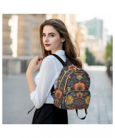 Women's Small Fashion Backpack Ethnic Floral Pattern Print Ladies Travel Daypack Aesthetic Shoulder Bag 10.2×5.1×12.5 IN $13....