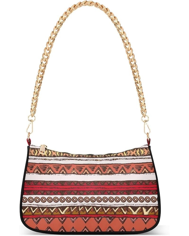 Palm Leaves on Dark Shoulder Purse for Women Chain Bag Shoulder Handbags for Women Tribal Red Stripes $15.59 Totes