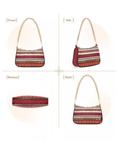 Palm Leaves on Dark Shoulder Purse for Women Chain Bag Shoulder Handbags for Women Tribal Red Stripes $15.59 Totes