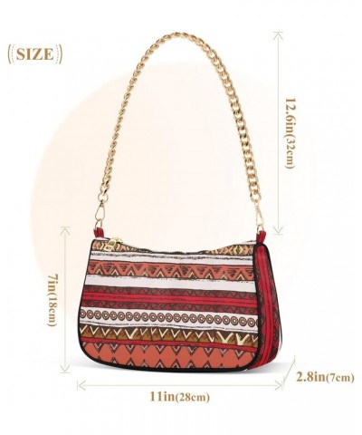 Palm Leaves on Dark Shoulder Purse for Women Chain Bag Shoulder Handbags for Women Tribal Red Stripes $15.59 Totes