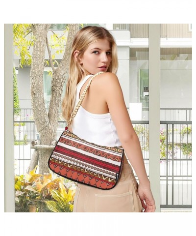 Palm Leaves on Dark Shoulder Purse for Women Chain Bag Shoulder Handbags for Women Tribal Red Stripes $15.59 Totes