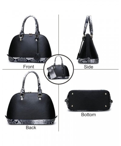 2Pcs Women Shell Handbag Serpentine Shoulder Bag PU Leather Purse Fashion Top-Handle Satchel Zipper Crossbody Tote Grey $37.8...