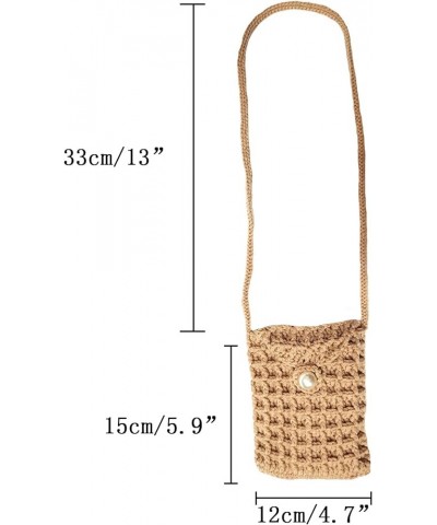 Women's Crossbody Mini Shoulder Bag Purses Handmade Knit Wallet Khaki $7.39 Shoulder Bags