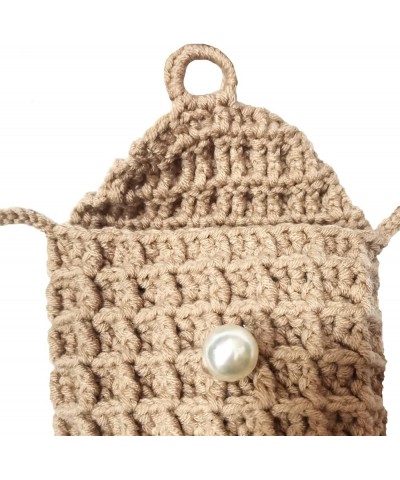 Women's Crossbody Mini Shoulder Bag Purses Handmade Knit Wallet Khaki $7.39 Shoulder Bags