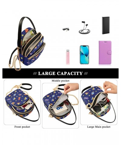 Child Cosmos Multi Pockets Crossbody Bags for Women Zip Cell Phone Purse Wallet Bag with Detachable Shoulder Strap Small Cros...