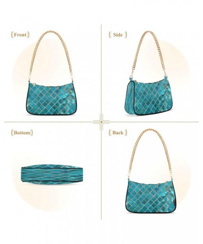 Shoulder Bags for Women Exotic Shiny Turquoise Ceramic Mosaic Tile Hobo Tote Handbag Small Clutch Purse with Zipper Closure $...