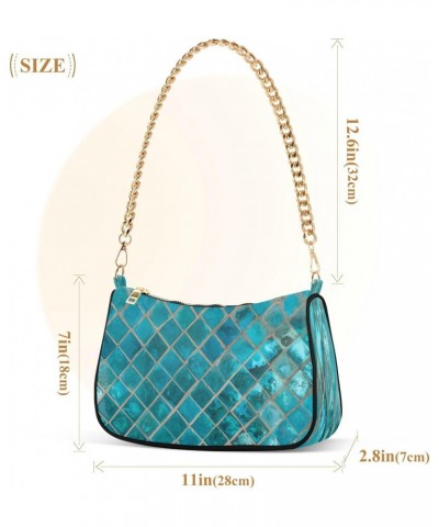 Shoulder Bags for Women Exotic Shiny Turquoise Ceramic Mosaic Tile Hobo Tote Handbag Small Clutch Purse with Zipper Closure $...