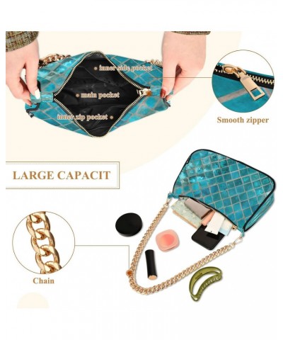 Shoulder Bags for Women Exotic Shiny Turquoise Ceramic Mosaic Tile Hobo Tote Handbag Small Clutch Purse with Zipper Closure $...