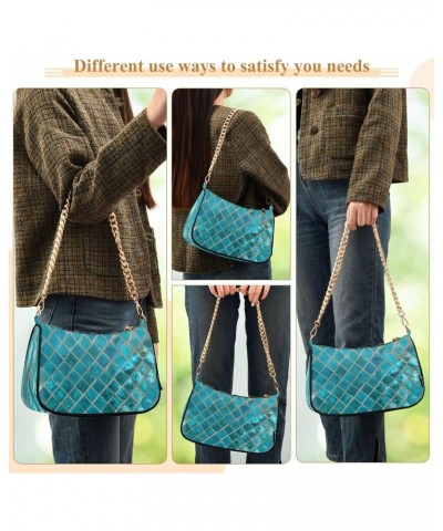 Shoulder Bags for Women Exotic Shiny Turquoise Ceramic Mosaic Tile Hobo Tote Handbag Small Clutch Purse with Zipper Closure $...