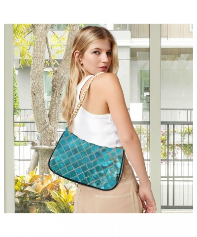 Shoulder Bags for Women Exotic Shiny Turquoise Ceramic Mosaic Tile Hobo Tote Handbag Small Clutch Purse with Zipper Closure $...