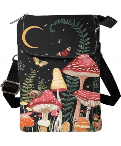 Canvas Cross-body Bags for Women Small Cellphone Purse Shoulder Handbag 0 Mushroom Moon Star Butterfly $10.79 Crossbody Bags