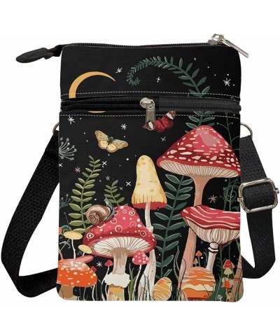 Canvas Cross-body Bags for Women Small Cellphone Purse Shoulder Handbag 0 Mushroom Moon Star Butterfly $10.79 Crossbody Bags