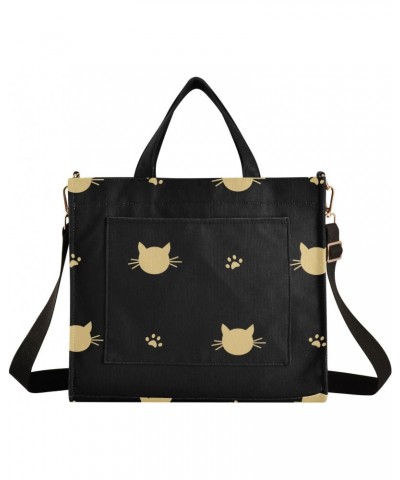 Tote Bag Hobo Bag for Women-Black Cat Pattern2,Corduroy Crossbody Bags Shoulder Handbag For Work Travel Gift-S $8.92 Totes