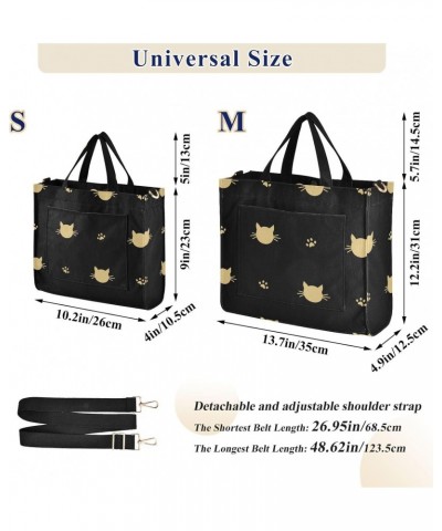 Tote Bag Hobo Bag for Women-Black Cat Pattern2,Corduroy Crossbody Bags Shoulder Handbag For Work Travel Gift-S $8.92 Totes