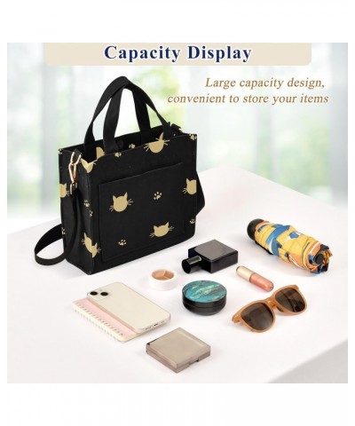 Tote Bag Hobo Bag for Women-Black Cat Pattern2,Corduroy Crossbody Bags Shoulder Handbag For Work Travel Gift-S $8.92 Totes