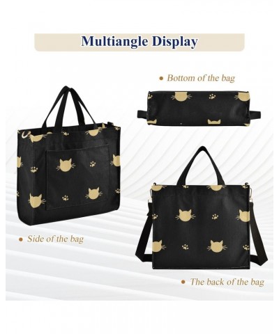 Tote Bag Hobo Bag for Women-Black Cat Pattern2,Corduroy Crossbody Bags Shoulder Handbag For Work Travel Gift-S $8.92 Totes