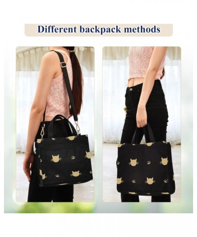 Tote Bag Hobo Bag for Women-Black Cat Pattern2,Corduroy Crossbody Bags Shoulder Handbag For Work Travel Gift-S $8.92 Totes