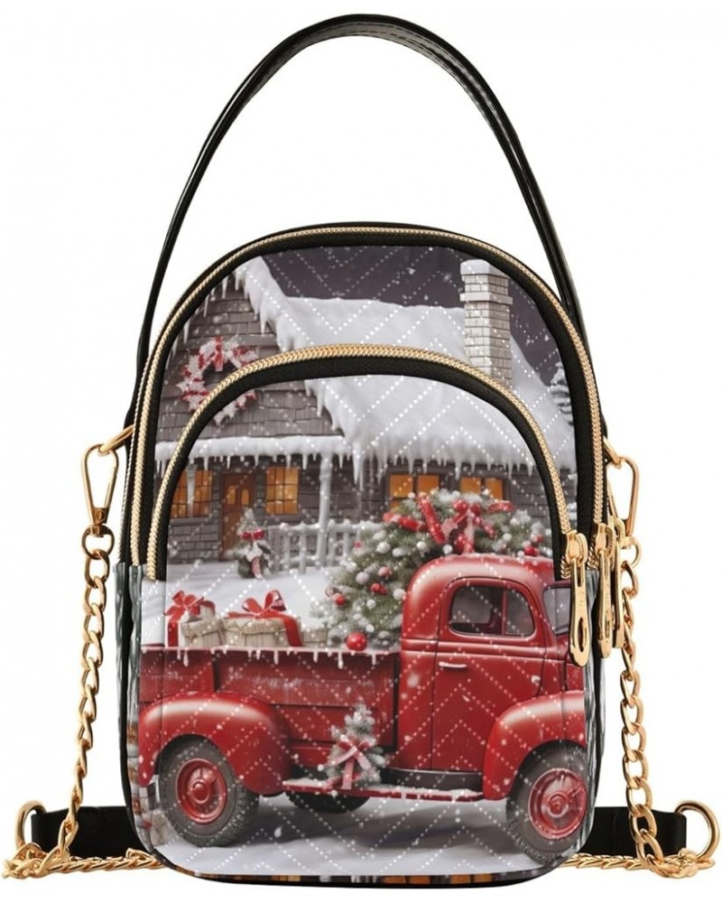 Lemon Blue Yellow Traveling Crossbody Bags for Women Purse with Chain Strap Santa Trucks $9.27 Crossbody Bags