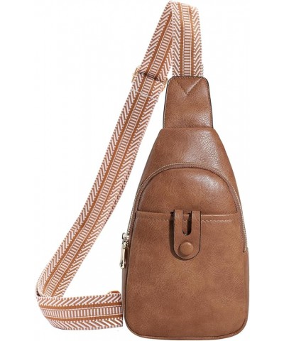 Small Sling Bag for Women Crossbody Bags for Women Trendy Leather Crossbody Fanny Packs Chest Bag Brown-b $13.33 Crossbody Bags