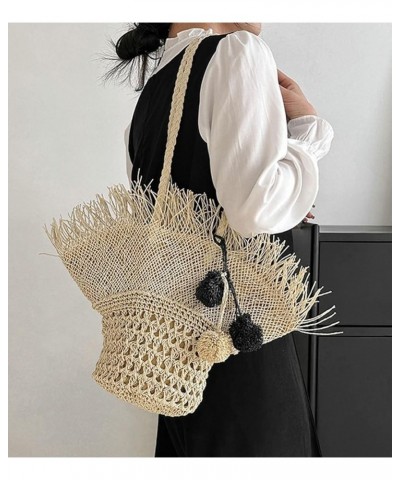 Straw Beach Bag Tote Bag Summer Hollow Shoulder Bag for Women Straw Handbag Hobo Bag Shoulder Beach Bag Straw Woven Fairy Bag...