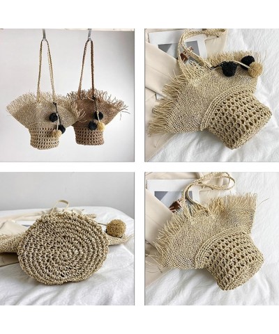 Straw Beach Bag Tote Bag Summer Hollow Shoulder Bag for Women Straw Handbag Hobo Bag Shoulder Beach Bag Straw Woven Fairy Bag...