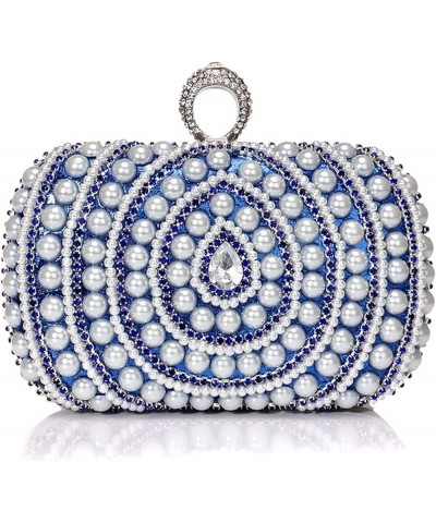 Women's Evening Handbags Evening Clutch Fashion Two Chains Women Pearl Evening Bag Clutch Gorgeous Bridal Wedding Party Blue ...