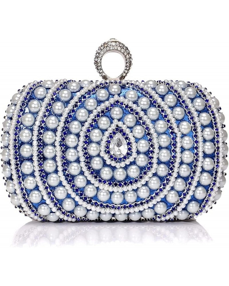 Women's Evening Handbags Evening Clutch Fashion Two Chains Women Pearl Evening Bag Clutch Gorgeous Bridal Wedding Party Blue ...