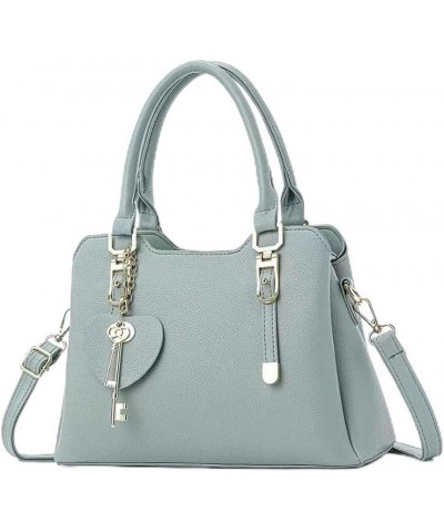 Women's Pu Leather Shoulder Bag Large-Capacity Top Handle Bags Totes Satchel Handbag For Ladies With Love Pendant Green $20.8...