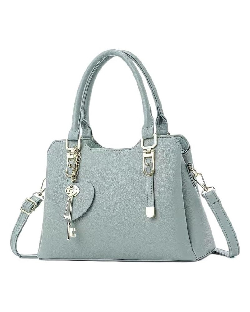 Women's Pu Leather Shoulder Bag Large-Capacity Top Handle Bags Totes Satchel Handbag For Ladies With Love Pendant Green $20.8...