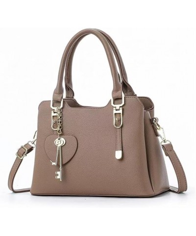 Women's Pu Leather Shoulder Bag Large-Capacity Top Handle Bags Totes Satchel Handbag For Ladies With Love Pendant Green $20.8...