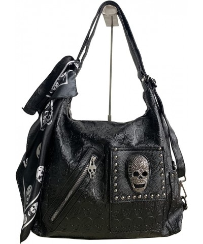 Tote Bags for Women Skull Print Purse Leather Shoulder Bag Satchel Hobo Handbags Punk Totes & Skull Handkerchief Black3 $39.5...