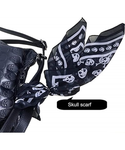 Tote Bags for Women Skull Print Purse Leather Shoulder Bag Satchel Hobo Handbags Punk Totes & Skull Handkerchief Black3 $39.5...