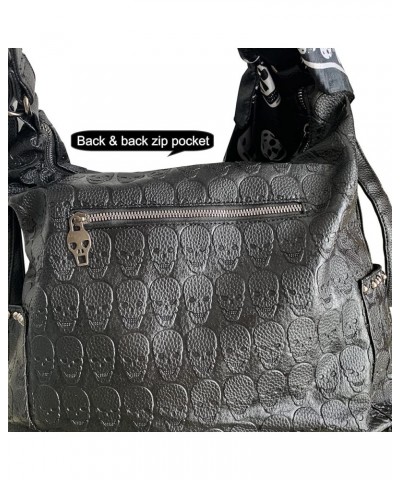 Tote Bags for Women Skull Print Purse Leather Shoulder Bag Satchel Hobo Handbags Punk Totes & Skull Handkerchief Black3 $39.5...