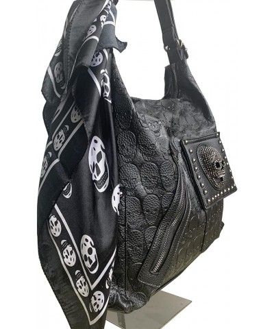 Tote Bags for Women Skull Print Purse Leather Shoulder Bag Satchel Hobo Handbags Punk Totes & Skull Handkerchief Black3 $39.5...