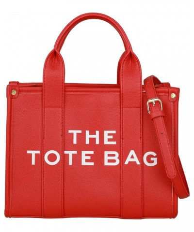 Tote Bag for Women, Trendy Leather Tote Bag Small Personalized Top Handle Crossbody Handbag for Work Travel Red $18.19 Totes