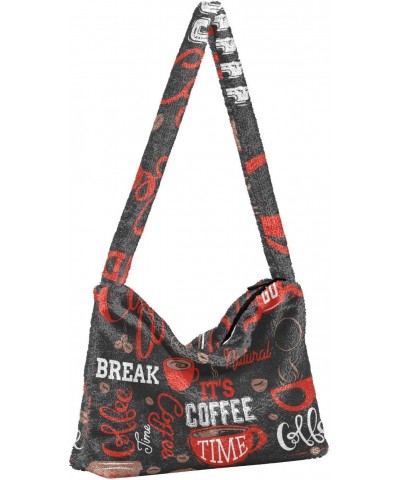 Women Boho Handbag Break Time Coffee Underarm Bag Tote Bag Shoulder Bag Crossbody Bag Fluffy Cell Phone Purse Patriot Lady Tr...