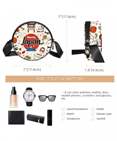 Japanese Doodle Culture Crossbody Bag for Women Teen Girls Round Canvas Shoulder Bag Purse Tote Handbag Bag $11.33 Totes