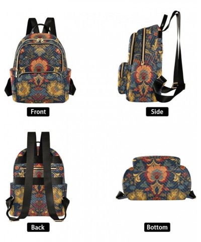 Women's Small Fashion Backpack Ethnic Floral Pattern Print Ladies Travel Daypack Aesthetic Shoulder Bag 10.2×5.1×12.5 IN $13....