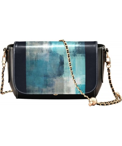 Turquoise Grey Abstract Shoulder Leather Bags Everyday Crossbody Purses for Women Waterproof Purse with Chain Strap Turquoise...