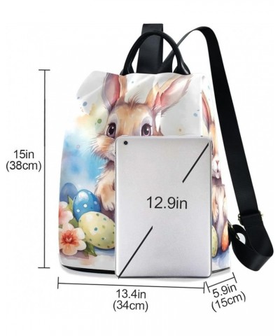 Backpack Purse for Women Purple Ice Cream Anti Theft Travel Bag Fashion Pompom Backpack for Hiking Watercolor Cartoon Bunny E...