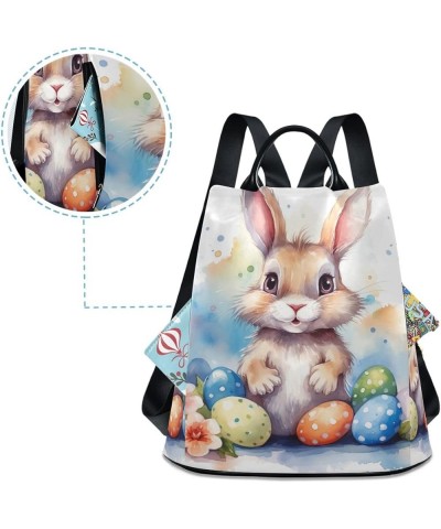 Backpack Purse for Women Purple Ice Cream Anti Theft Travel Bag Fashion Pompom Backpack for Hiking Watercolor Cartoon Bunny E...