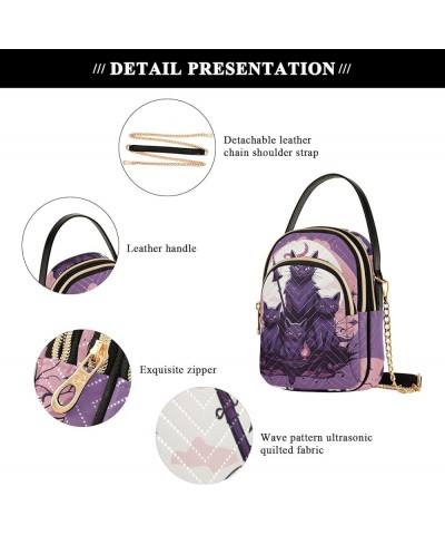 Valentine's Day Hedgehog Flying with Hearts Quilted Crossbody Bags Ladies Handbags Halloween Purple Cats $9.27 Crossbody Bags