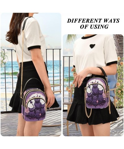 Valentine's Day Hedgehog Flying with Hearts Quilted Crossbody Bags Ladies Handbags Halloween Purple Cats $9.27 Crossbody Bags