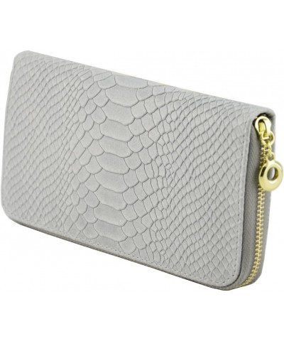 Genuine Leather Python Printed Woman Wallet Color Light Grey $47.08 Wallets