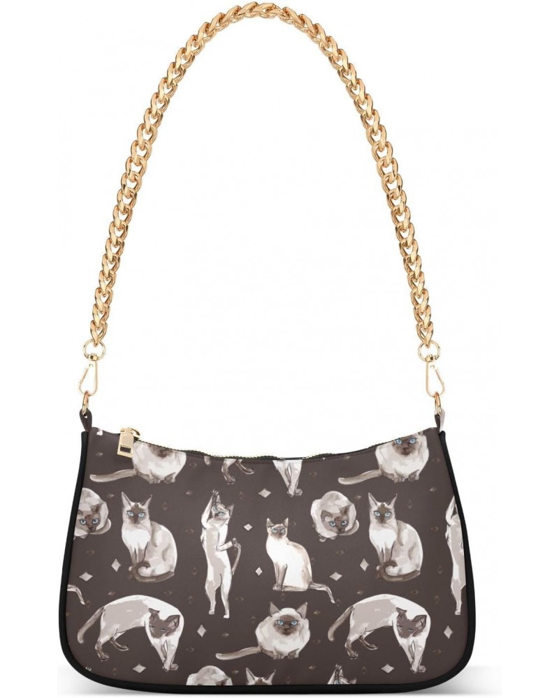 Shoulder Bag Siamese Cat Fun Women Clutch Handbag Shoulder Purch Date Chain Bag Tote Bag Spring Holiday Birthday Gift for Gir...