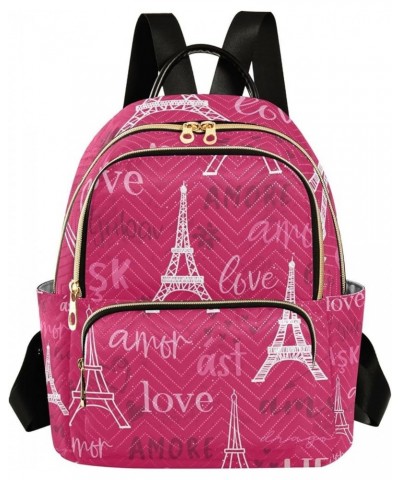 Women Backpack Amor Eiffel Tower Love Anti-Theft Travel Backpack with Luggage Belt Lightweight Handbag Roomy Double Zipper We...